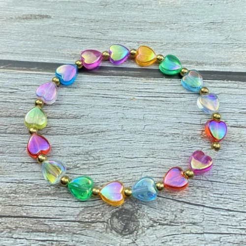 Vista 4 de 350 cuentas acrílicas de corazón y estrella, corazones de 0.394 pulgadas, estrellas de 0.394 pulgadas, espaciadores para pulseras, collares, aretes