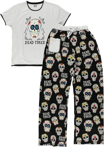 Vista 3 de Lazy One Conjunto de pijama para mujer, manga corta con bonitos estampados, ajuste relajado