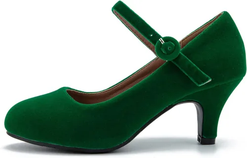 Vista 9 de Zapatos Mary Jane para mujer, tacón de gatito, puntera redonda, tacón bajo, correa de tobillo, oficina, trabajo, iglesia, boda, zapatos