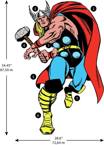 Vista 2 de RoomMates RoomMates, RMK5050GM - Calcomanía de pared gigante de cómic de Thor de Marvel
