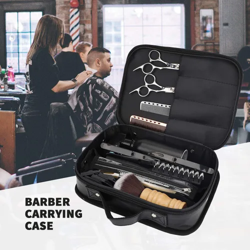 Vista 2 de Segbeauty Bolsa de herramientas de peluquería, estuche de transporte de maquillaje de viaje de piel sintética, kit de aseo de corte para peluquería