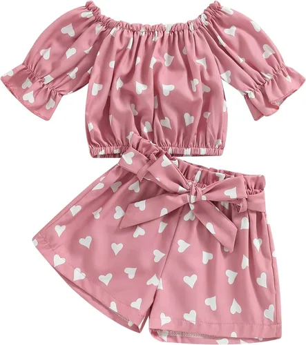 Vista 8 de Conjunto de 2 piezas de ropa con volantes y cuello halter floral para niños pequeños