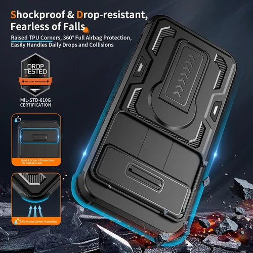 Vista 4 de Lanhiem Funda para Google Pixel 11 Pro XL / 10 Pro XL con protector de pantalla de privacidad, cubierta deslizante para cámara deslizante, cubierta