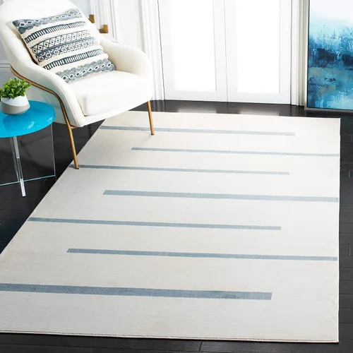 Vista 5 de SAFAVIEH Orwell Collection - Alfombra de pasillo, 2 pies 2 pulgadas x 9 pies, color marfil y azul, diseño moderno de mediados de siglo, no desprende