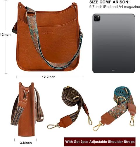 Vista 3 de KOGTLA Hobo Crossbody Leather Bags with Guitar Strap for Women