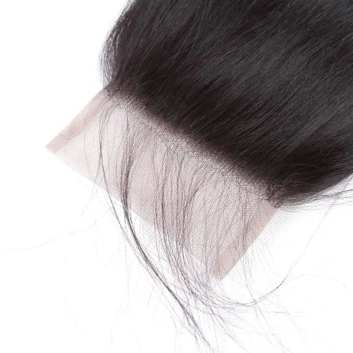 Vista 5 de Cierre de encaje recto 4x4, cierre de parte libre, 100% cabello humano virgen brasileño, cierre de encaje, tejido de cabello lacio con cabello