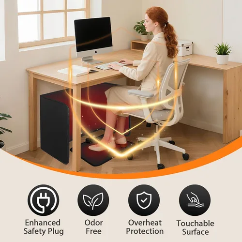 Vista 6 de Calentador para debajo del escritorio con tapete calefactable, calentadores de espacio portátiles personales para interiores, calentador de pies