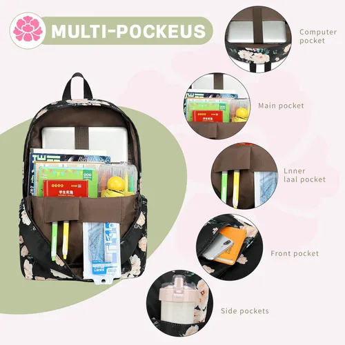 Vista 10 de Bluboon Juego de mochila para adolescentes, mochila escolar para niñas, lonchera y lápices, bolsas para estudiantes, 3 en 1