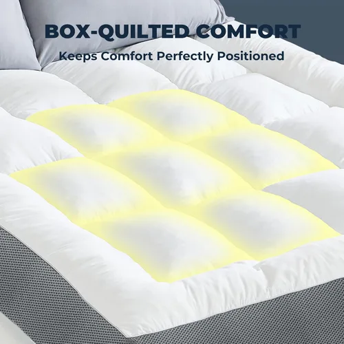 Vista 5 de HYPREST Cubrecolchón individual XL, almohada de algodón refrescante de 4 pulgadas con espuma viscoelástica triturada de 2000 GSM, suave y de apoyo