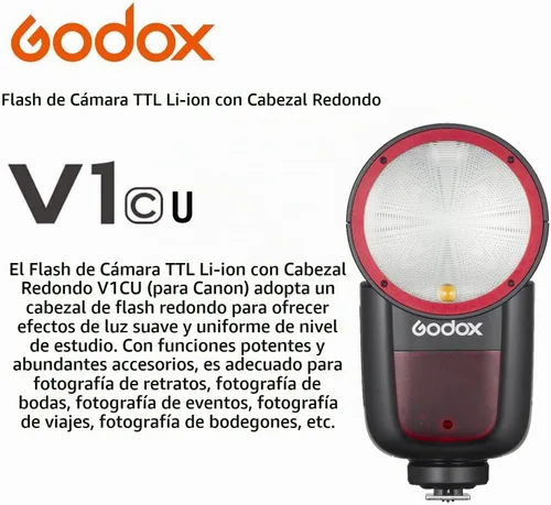 Vista 2 de Godox V1 V1-C V1C TTL - Flash de cámara de cabeza redonda para Canon Flash