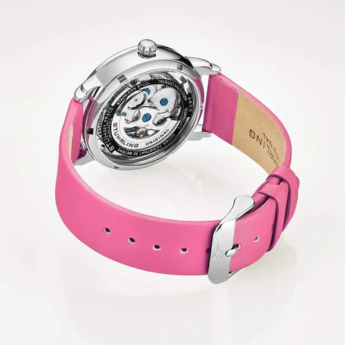 Vista 3 de Stuhrling Original Reloj automático para mujer reloj de esqueleto reloj de cuero correa de reloj mecánico para mujer colección de relojes