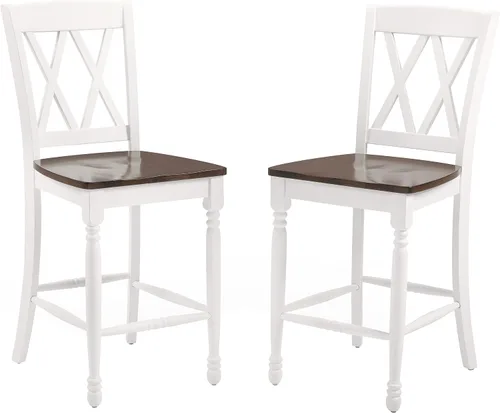 Vista 6 de Crosley Furniture Shelby Wood X - Juego de 2 taburetes de bar con altura trasera