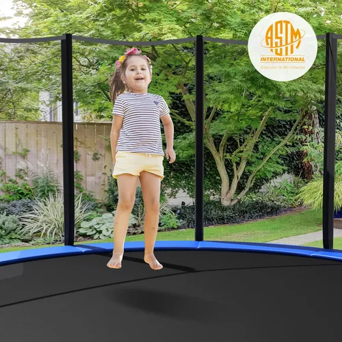 Vista 6 de GYMAX - Trampolín recreativo de 8, 10, 12, 14, 15 y 16 pies, con red de seguridad y escalera, certificado por ASTM, trampolín para exteriores