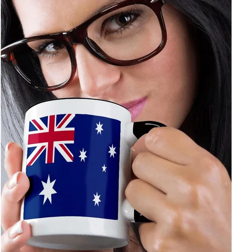 Vista 2 de 3dRose mug_4559_4 Australian Flag - Taza negra de dos tonos, multicolor, 11 onzas