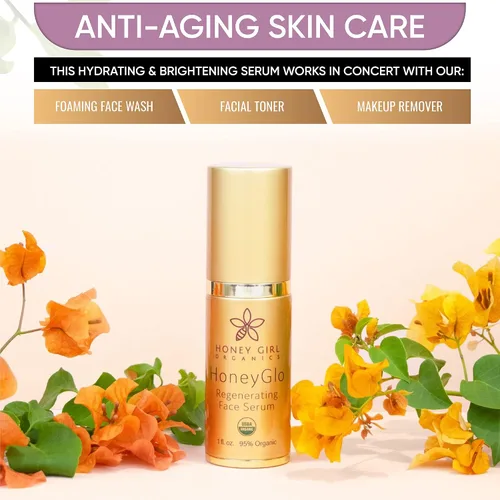 Vista 5 de Honey Girl Organics HoneyGlo - Suero facial regenerador, suero facial orgánico certificado por USDA para mujeres, suaviza e hidrata la piel