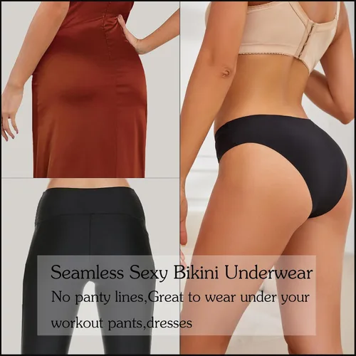 Vista 2 de OJCNBV Ropa interior sin costuras para mujer, bragas invisibles, suaves, elásticas, paquete de 6