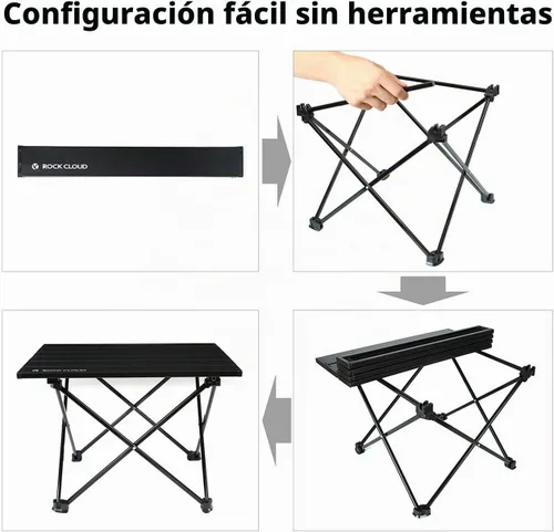 Vista 6 de ROCK CLOUD Mesa de camping portátil de aluminio ultraligera, plegable, mesa de playa para campamento, senderismo, mochileros, picnic al aire libre