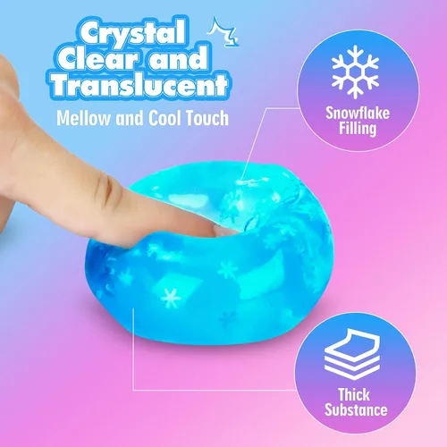 Vista 2 de Juguete Fidget Cubo Antiestrés Paquete de 3, Pelota Antiestrés de Cubo con Copos de Nieve en el Interior, Tacto Suave y Relajante, Juguetes