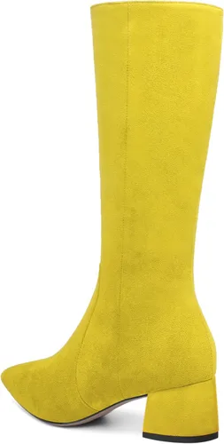 Vista 7 de MOVINSTEPS Botas de tacón bajo grueso con cremallera y puntera puntiaguda para mujer, de 2.0 in