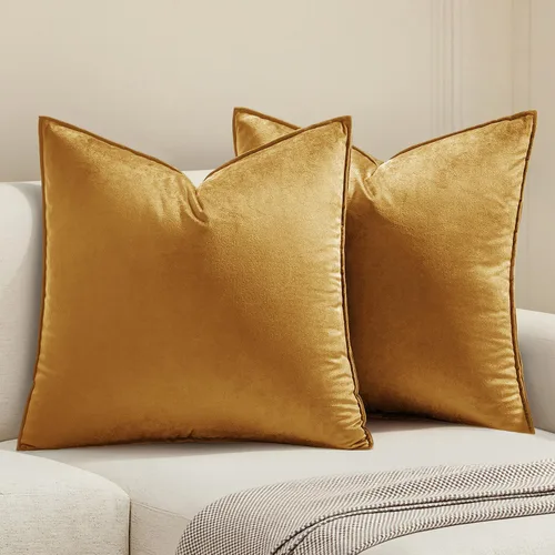 Vista 35 de MIULEE Paquete de 2 fundas de cojín decorativas de terciopelo suave, cuadradas, unicolor, para sofá, dormitorio, automóvil, 16 x 16 pulgadas