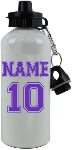 Vista 2 de Camiseta personalizada de fútbol, fútbol, béisbol y sóftbol. Añade tu nombre/número, con acabado blanco de aluminio, botella de agua deportiva de 20