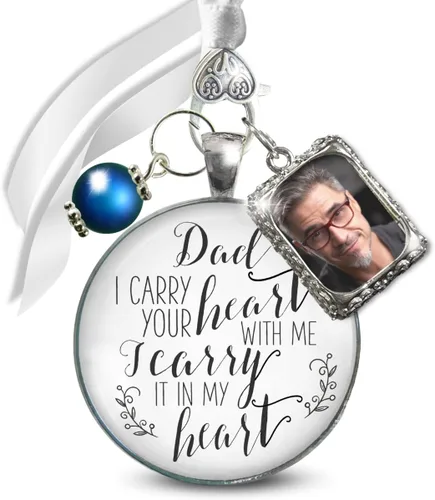 Vista 13 de Gutsy Goodness Ramo de novia Charm Dad You Walk Beside Me Memorial Wedding Remembrance Charm Marco de fotos en memoria del padre Marco de fotos