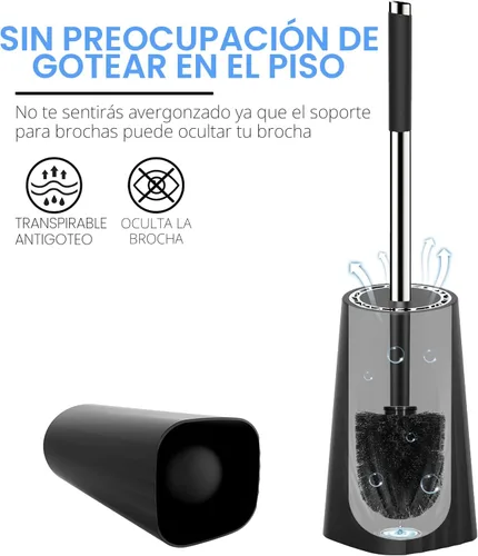 Vista 6 de SetSail Cepillo de Inodoro, Juego de Cepillo de Inodoro de Tamaño Compacto y Soporte para Baño con Mango de Acero Inoxidable, Cepillo Limpiador