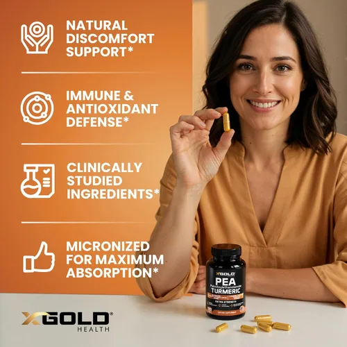 Vista 3 de Palmitoiletanolamida de guisante + curcumina de cúrcuma de 1600 mg - Guisante micronizado 99% puro y 95% curcuminoides de extracto estandarizado