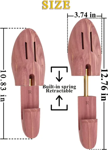 Vista 6 de MOLOGART Árbol de zapatos para hombre, estirador de zapatos de madera para hombre, árboles de zapatos de cedro, árboles de zapatos ajustables