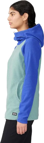 Vista 3 de Mountain Hardwear Sudadera con capucha Summit Grid para mujer, color verde liquenestampado azul, talla XL