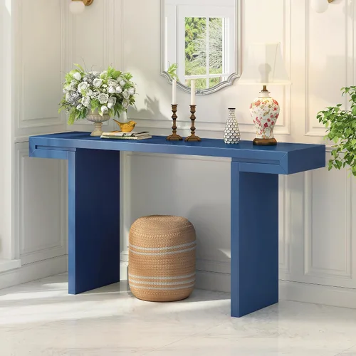 Vista 31 de Quarte Elegante mesa consola con tres cajones de almacenamiento, mesa de sofá extra larga para entrada, pasillo, sala de estar, vestíbulo, pasillo