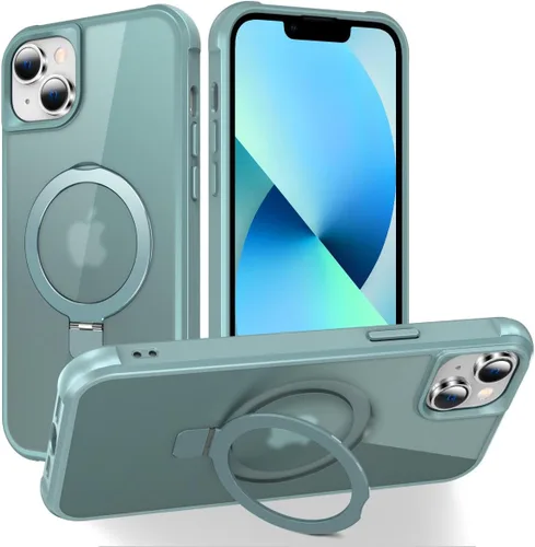 Vista 160 de CHAOFEnG Funda magnética compatible con iPhone 11 con soporte, prueba de caídas de grado militar, compatible con imán, anillo translúcido, parte