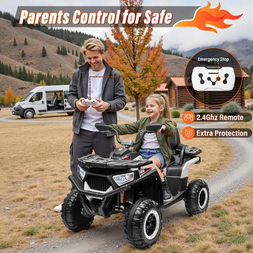 Vista 3 de 24V 4WD Ride on Car, Kids ATV 4 Wheeler with Remote Control, 4x200W Motor, Spring Suspension, Beverage Port, 5.5Mph Max, Battery Powered Ride on B