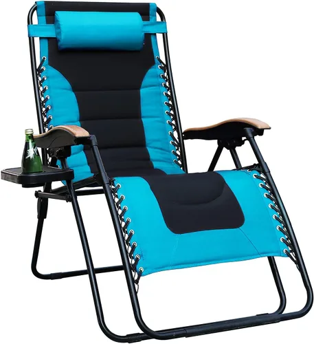 Vista 14 de PHI VILLA Silla XL de gravedad cero de gran tamaño, acolchada, reclinable, de gran tamaño, con soporte para tazas, soporta 350 libras (gris)