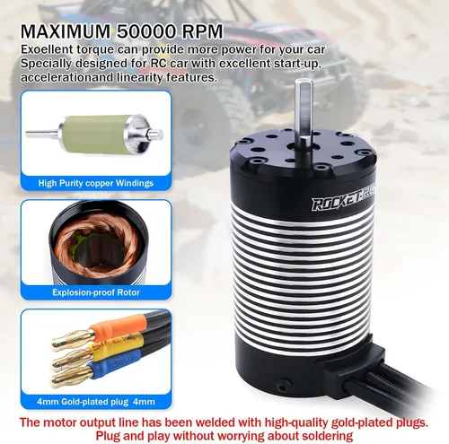 Vista 5 de Surpass Hobby 1700Kv 4-Pole Motor sin escobillas K4068 5S Motor Hi-Torque para 1/8 Buggy Truggy Monster