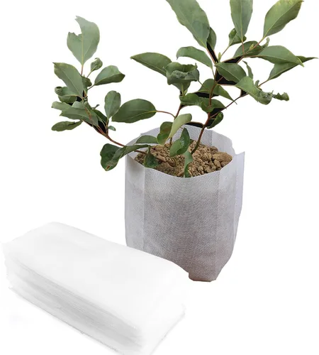 Vista 5 de 100pcs Non-Woven Fabric Planting Grow Bags for Seedlings and Vegetable Nursery, 20x20cm Soil Filling Size with Breathable, Biodegradable
