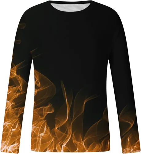 Vista 4 de Camisas casuales para hombre, de manga larga, con estampado de llama 3D, ajuste holgado, cuello redondo, sudaderas de otoño