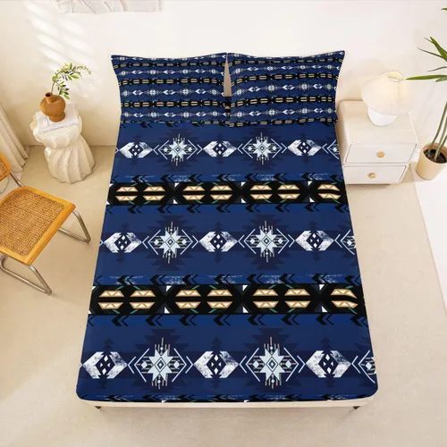Vista 66 de Juego de ropa de cama de estilo bohemio occidental, tamaño individual, diseño de vaca atrapasueños, sábana bajera ajustable del suroeste, tribu
