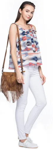 Vista 7 de ZLYC Bolso cruzado de cuero con flecos y borlas bohemias, hecho a mano para mujer