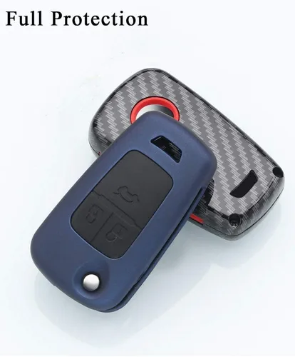 Vista 6 de SANRILY Funda para llave de coche de 2 botones para Chevrolet Cruze, Orlando, Trax, Aveo, Spark, sin llave, cubierta de llave abatible con llavero