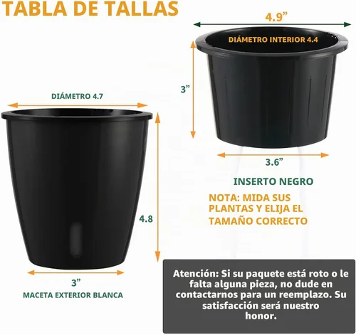Vista 5 de Planterhoma Macetas de riego automático de 5 pulgadas para plantas de interior, 6 paquetes de macetas de violeta africana con indicador, maceta