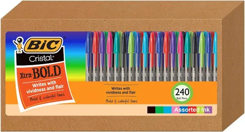 Vista 8 de BIC Cristal Xtra Bold Bolígrafos, punta negra (1.6mm), NUEVOS COLORES SURTIDOS, paquete de 48