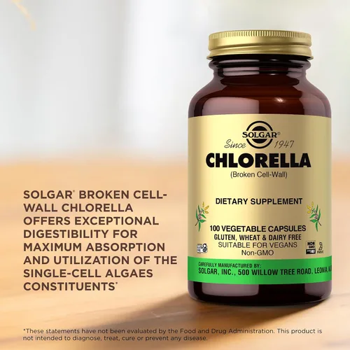 Vista 5 de Solgar Chlorella - 100 cápsulas vegetales - Máxima absorción - Sin OMG, vegano, sin gluten, Kosher - 100 porciones
