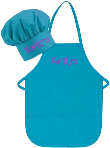 Vista 14 de Bordado personalizado fabricado en los Estados Unidos – Añade un nombre para niño delantal y sombrero – Tallas para niños pequeños y niños