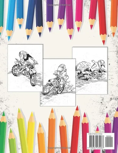 Vista 2 de Motocross Coloring Book 30 Beautiful Colouring Pages High-Quality With Dirt Bike, Heavy Racing Motorbikes, Classic Retro & Sports Motorcycles to