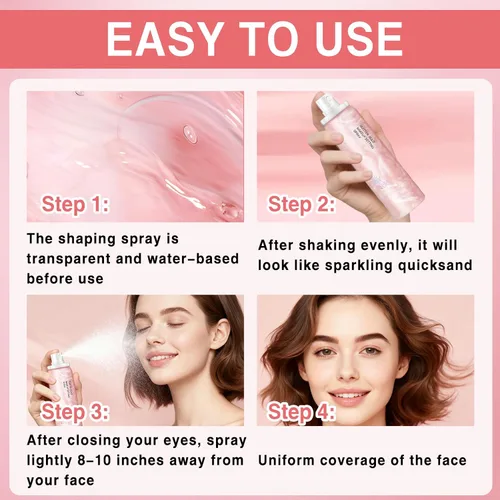 Vista 6 de Spray fijador de maquillaje brillante, spray de ajuste hidratante para cara, acabado radiante brillante de larga duración, ligero y refrescante