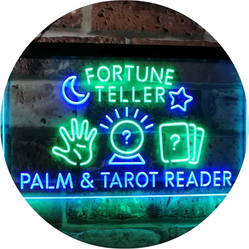 Vista 12 de Fortune Teller Palm Tarot Reader - Letrero de neón LED de doble color, azul y rojo, 24 x 16 pulgadas st6s64-i3118-br