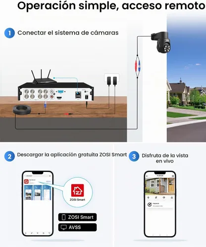 Vista 8 de ZOSI Sistema DVR de seguridad de 8CH 5MP con cámara de audio de inclinación