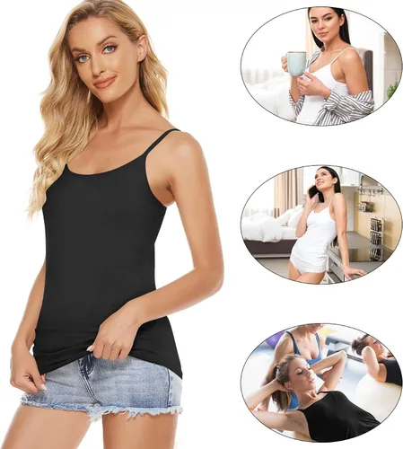 Vista 6 de BQTQ 6 piezas de camisola para mujer, camisetas sin mangas ajustables con tirantes delgados