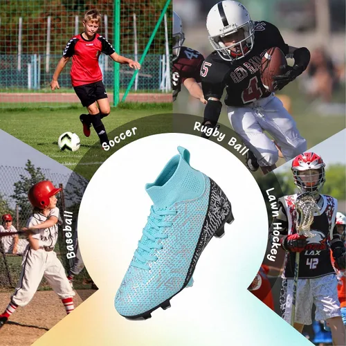 Vista 6 de Tacos de fútbol para niños y niñas, zapatos de fútbol para césped AGFG